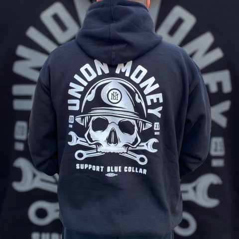 Support Blue Collar Pullover Hoodie - Black