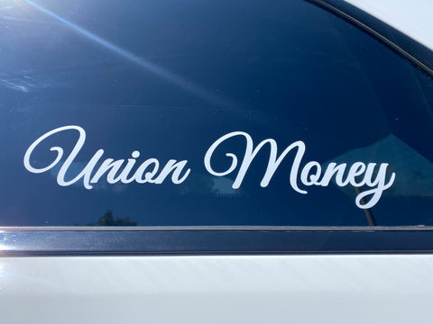 Union Money - cursive transfer decal